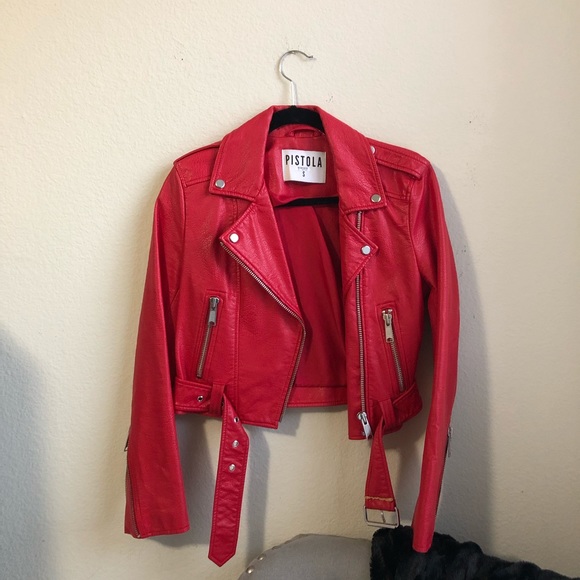 Red Pistola Faux Leather Jacket - Picture 3 of 6